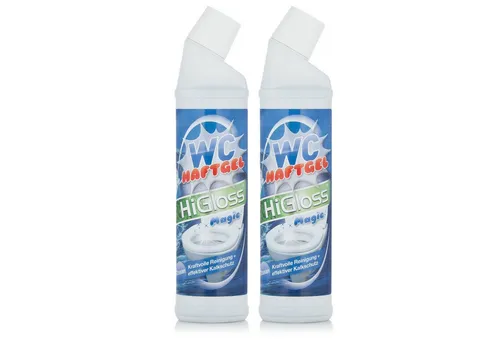 HiGloss WC-Haftreiniger-Gel - 2x 750ml - WC-Reiniger mit Haftwirkformel, entfernt Schmutz & Kalk in kürzester Zeit für hygienische Sauberkeit und Frische.