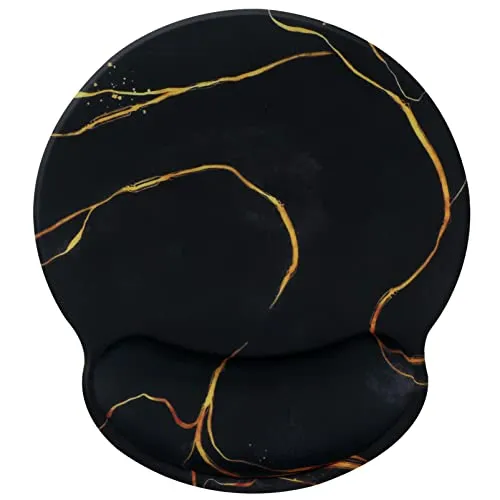 Hosinmoln Unterstützung der Handgelenkstütze für die Mausmatte,rutschfeste Schmerzlinderung für die Handgelenkstütze Komfortables ergonomisches Memory Foam-Mousemat für Office/Gamer25x23 Blackgold027