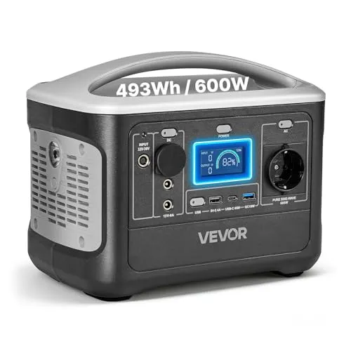 Produktbild VEVOR Tragbare Powerstation 600W mit 493Wh LiFePO4-Akku