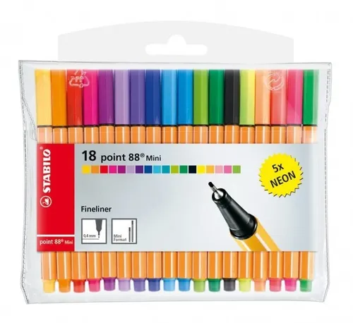 STABILO TINTENSCHREIBER POINT 88 MINI FINELINER 18 STÜCK PACKUNG INKL NEONFARBEN