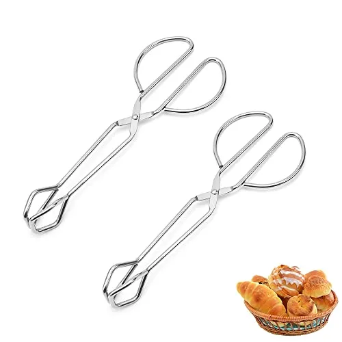 Stück Scheren Zange, 25,3x9,3cm Barbecue Grillen Zange, Edelstahl Grillzange Schere, Bratenzange, Hitzebeständig, Nicht Leicht zu Brechen, Für Heimküche, Restaurant, Hotel, Außengrill (Silber) 2