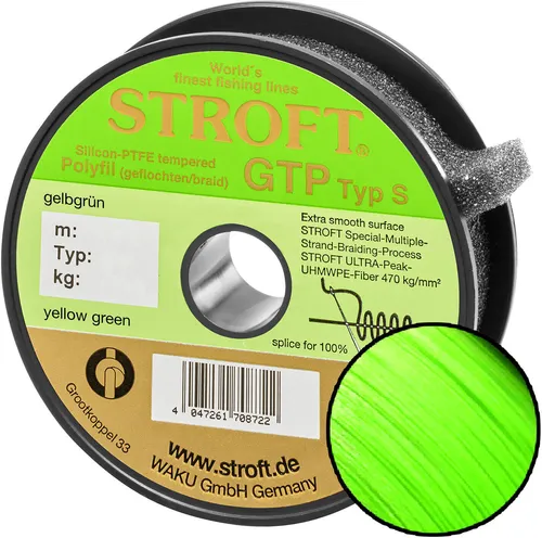 STROFT GTP Typ S Geflochtene Angelschnur 300m Gelbgrün - Hochwertige geflochtene Angelschnur mit extra glatter Oberfläche. Ideal für präzises Angeln und hohe Zugfestigkeit. Perfekt für anspruchsvolle Angler.