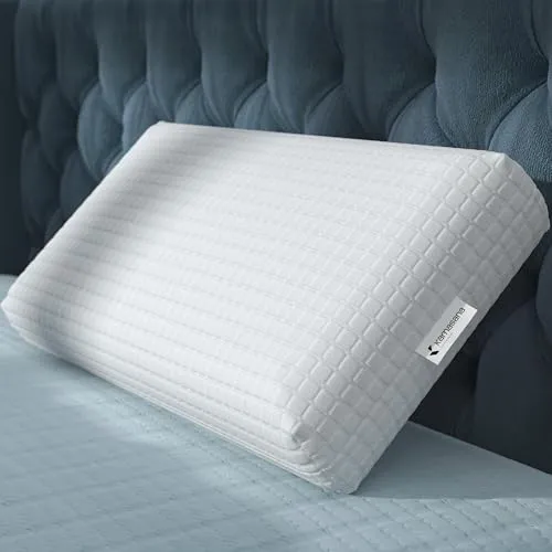 KAMASANA Seitenschläferkissen 40 x 80 cm, Höhe 16 cm – Orthopädisches Nackenstützkissen – Memory Foam Kopfkissen – ergonomisches Kissen mit weicher und Fester Seite