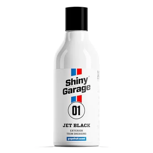 SHINY GARAGE Jet Black 250 ML | Auto Kunststoffpflege Außen, Stellt Tiefschwarze Farbe Wieder Her, UV-Schutz, Lösungsmittelfreie Formel, Natürliches Finish, Frischer Duft