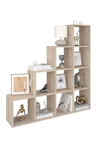 AT4 Regal Cubic Raumteiler - Eiche: Langlebiges Melaminholz, viel Stauraum, einfache Montage - modernes Design