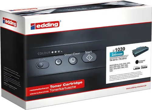 Edding Tonerkart EDD-1039 für Brother TN-2210 / TN-2010 - Toner für Laserdrucker, ersetzt Brother TN-2210, bis zu 1200 Seiten, umweltfreundlich wiederaufbereitet nach DIN33870-1.