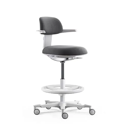 hjh OFFICE Ergonomischer Arbeitsstuhl TOP Work 40 W - Bürostuhl mit höhenverstellbarer Rückenlehne und Fußring, ideal für erhöhte Arbeitsplätze. Ergonomisch anpassbar für maximalen Sitzkomfort und nachhaltige Produktion.