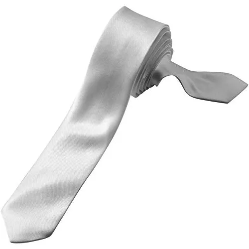 dressforfun 901020 Einfarbige Krawatte für Damen und Herren, glänzender Schlips in Einheitsgröße, schmale Krawatte für Party Kostüm Fasching Alltag Business - diverse Farben - (grau | Nr. 303681)