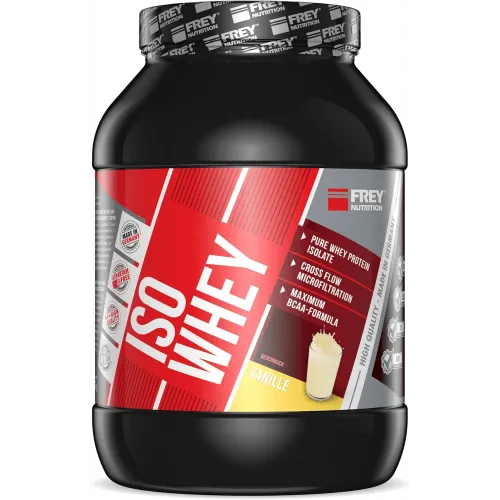 Frey Nutrition Iso Whey Vanille - Hochwertiges Molkenprotein - Molkenproteine mit extrem hohem Proteinanteil von bis zu 99,9 %. Ideal für Fitness-Enthusiasten, Low Fat und Low Sugar, Made in Germany!