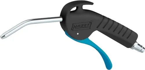 Hazet Ausblaspistole 9040P-1 100 Mm Lange Gebogene Düse, 6 Bar Betriebsdruck mit Ergonomischem Handgriff, für ein Schnelles Entfernen von Spänen oder anderen Fremdkörpern, Aluminium, Schwarz