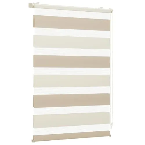 Sekey Doppelrollo Klemmfix ohne Bohren für Fenster, Zweifarbig Doppelrollo 60 cm breit, Duo Rollo Jalousie Sonnenschutz, 60x100cm, Beige & Braun