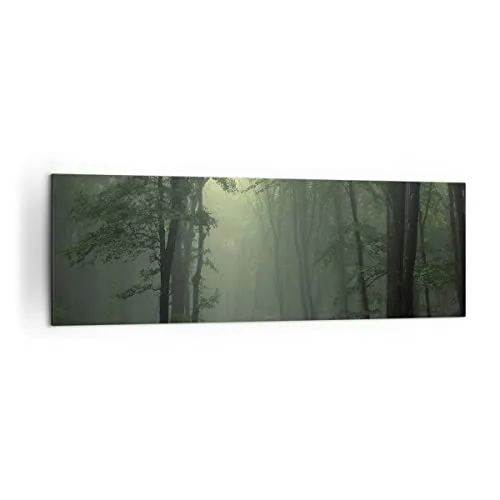 Produktbild Panorama Bilder auf Leinwand 160x50cm Leinwandbild Wald Nebel Baum Groß XXL Wanddeko Bild Schlafzimmer Küche Wandbilder Dekoration Wohnzimmer Wall Decor Canvas Wand Kunstdruck Art AB160x50-3543
