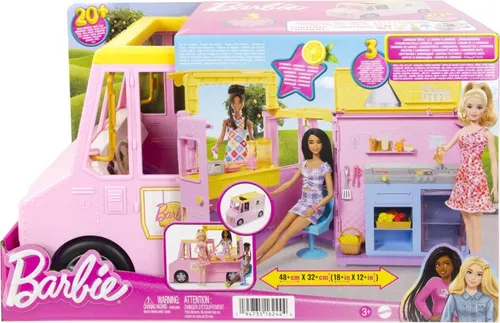 Barbie Limonadenmobil - Truck mit Zubereitungsbereich und Essplatz HPL71 - Puppen & Spielsets, kreatives Limonadenmobil mit Zubereitungsbereich und Essplatz für fantasievolles Spielen.