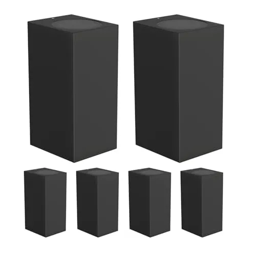 ledscom.de 6 Stück Wandleuchte ALSE für außen, IP54, Up-/Downlight, schwarz matt, eckig, 2x GU10 max. 35W