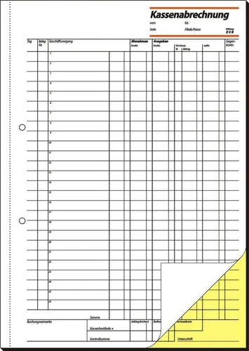SIGEL Kassenabrechnung A4, 5er Pack mit 100 Blatt - Praktisches Formularbuch zur Kassenabrechnung im A4-Format. 50 Originale und 50 Kopien mit Abheftlochung. Ideal für eine präzise Einnahmen- und Ausgabenrechnung. Hergestellt in Deutschland.
