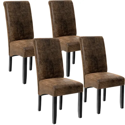 tectake® Esszimmerstuhl - Gepolstert mit Kunstlederbezug - Stühle mit ergonomischer Form für besten Sitzkomfort, massive Hartholzbeine und pflegeleichter Kunstlederbezug, ideal für stilvolle Esszimmer.
