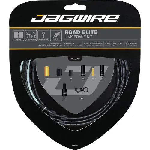 Jagwire Kit Road Elite Link Kabelbremsen, Schwarz - Bremszüge, Hüllen & Führungen – 20 % leichter, korrosionsbeständiges Aluminium und nicht komprimierbare Ummantelung für maximale Präzision.