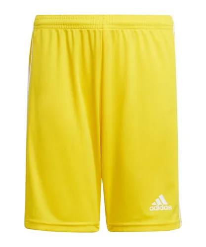 adidas Jungen Squadra 21 Shorts - Team Yellow/White, 15-16 Years - Kurze Sporthosen mit regulärer Passform, elastischem Bund und Kordelzug aus 100 % recyceltem Polyester für nachhaltigen Komfort.