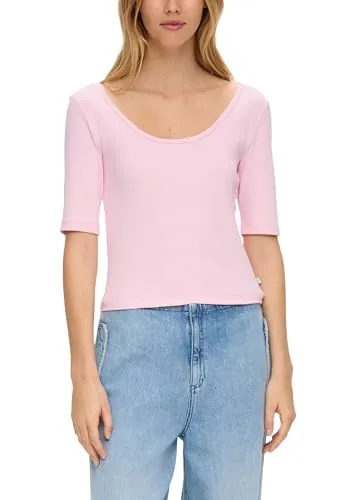 s.Oliver Damen 2144110 T-Shirt Rippstruktur, pink, M