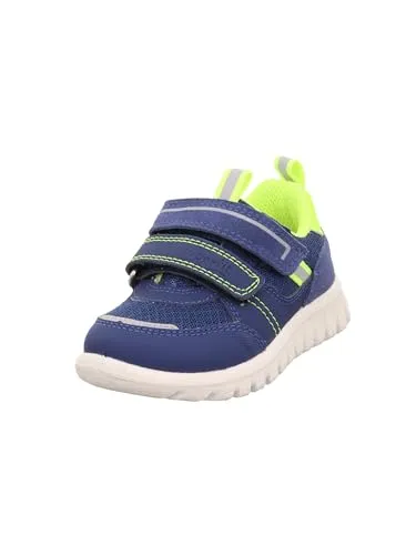 Superfit Jungen Sport7 Mini Sneaker, Blau Gelb 8050, 27 EU Weit - Sneaker für Jungen mit atmungsaktivem Textilfutter und herausnehmbarer Ledersohle für optimalen Tragekomfort. Reflektierende Details sorgen für Sicherheit bei Dämmerung.