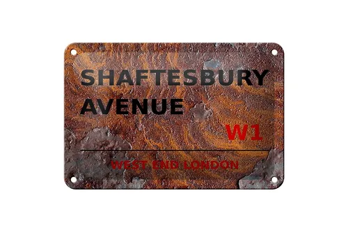 Blechschild London 18x12cm West End Shaftesbury Avenue W1 Deko Schild