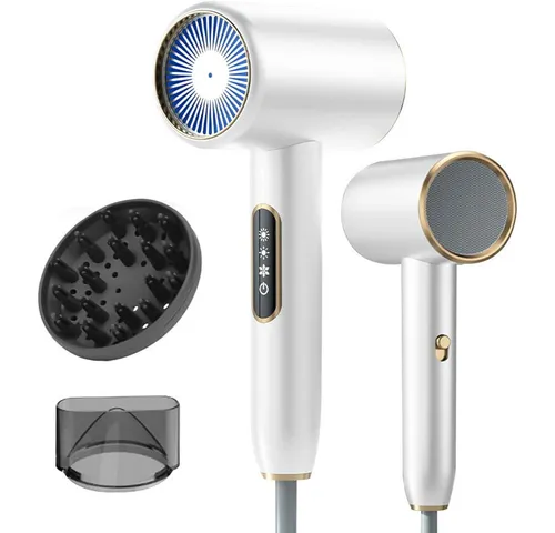 Bizcasa Haartrockner Ionischer Mit LCD-Anzeige,3 Temperatureinstellungen, Schnelltrocknen, 2400 W, Praktisches Reise-Design & Komfort für Zuhause, Hair Dryer mit Diffusor und Stylingdüse,für Reisen/Familie