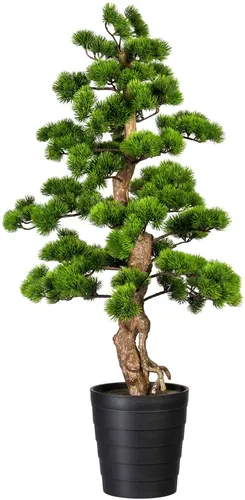 Kunstbonsai Bonsai Kiefer, 110 cm hoch - Künstliche Pflanzen, stilvolle Bonsai Kiefer aus hochwertigem Kunststoff, pflegeleicht und ideal für jedes Zuhause oder Büro.