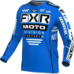 FXR Podium 2024 Youth Motocross Jersey XL - Leichtes und stylisches Motocross Jersey in Schwarz-Weiß-Blau, ideal für junge Fahrer. Schmal geschnitten mit geklebten Ärmelbündchen für optimalen Komfort und Bewegungsfreiheit.