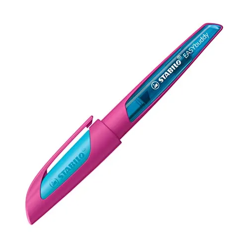 STABILO - Schulfüller mit Linkshänder-Feder L - EASYbuddy FRESH in pink/hellblau - blau (löschbar) - inkl. Patrone
