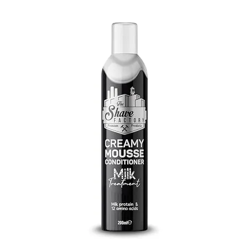 THE SHAVE FACTORY Creamy Mousse Conditioner Milk Treatment 200ml – Tiefenpflegende Leave-In-Spülung – Leichte Feuchtigkeitsspendende Mousse Für Trockenes, Beschädigtes & Frizziges Haar – Weichheit