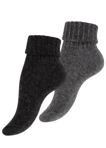 Cotton Prime® Norwegersocken Alpaka Socken mit Umschlag (2-Paar) wärmend und weich grau 39-42