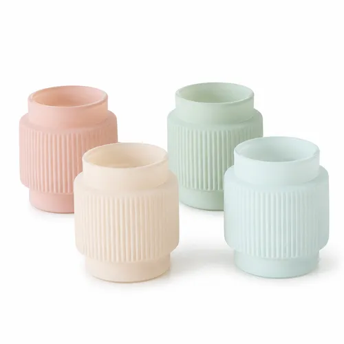 Boltze Windlicht Gladys 4er Set Pastell Glas Teelichthalter Deko