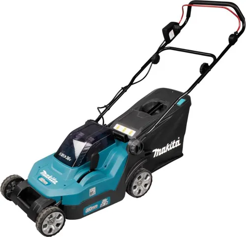 Makita DLM 382 CM2 Akku Rasenmäher 36 V - Effizienter 38 cm Mäher mit 2x 4,0 Ah Akkus - Rasenmäher, ideal für mittlere Gärten, mit leistungsstarkem 36 V Akku-System und Doppelladegerät für kontinuierliche Nutzung.