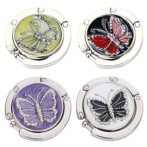 Handtaschenhalter für Tisch, FOME Satz von 4 Faltbare Taschenhalter für Tisch Handtasche Tisch Handtaschenhalter Tasche Aufhänger Haken Mixed Farbe Schmetterlingsform