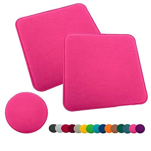 heimtexland ® 2er Pack Sitzkissen Filz Stuhlkissen Bodenkissen Polster Stuhlauflage Indoor Outdoor Kissen eckig Typ631 Filzkissen pink 35x35 cm 2 Stück
