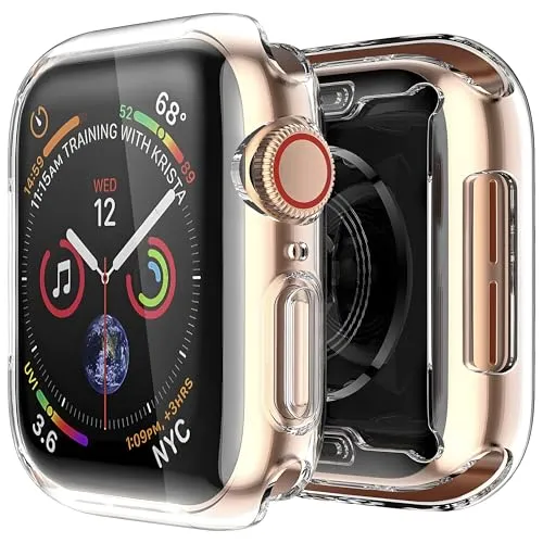 AVANA Hülle für Apple Watch Series 9/8 / 7 41mm Schutzhülle Weiche Silikon TPU Abdeckung iWatch Cover Schutz Clear Slim Case Allround Displayschutz - Transparent
