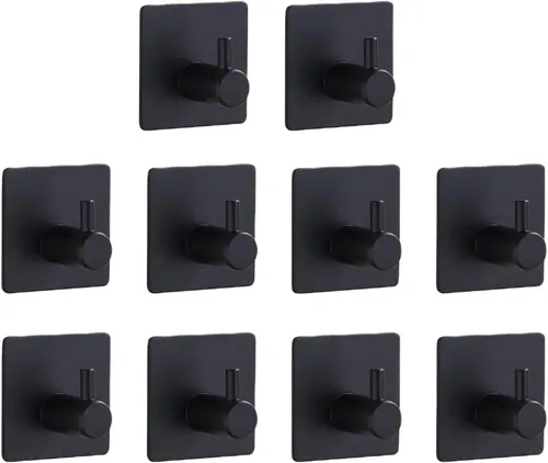 TECBULL Handtuchhaken Klebehaken aus Edelstahl, Wandhaken selbstklebend, Küche, Bad, Flur, Ankleide, Waschküche, Gästezimmer, WC, Badezimmer, Schlafzimmer, etc, (10-St), rostfrei durch hochwertiges Edelstahl