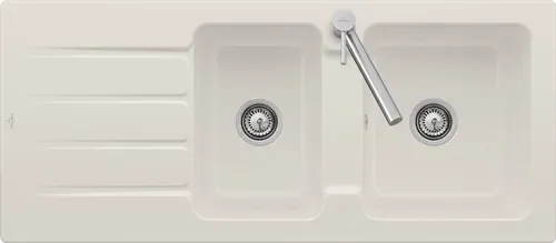 Villeroy & Boch Architectura 80 3380 01 KR Crema Keramikspüle - Hochwertige Einbauspüle in glänzendem Crema, ideal für Unterschränke ab 80 cm. Mit Handbetätigung und pflegeleichter ceramicplus-Oberfläche für einfache Reinigung.