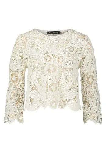 BETTY BARCLAY Lochstrick-Pullover mit U-Boot-Ausschnitt - Feminin und figurumspielend, dieser Limited Edition Pullover aus 95% Baumwolle mit zartem Paisley-Muster ist ideal für stilvolle Anlässe und Übergangszeiten.