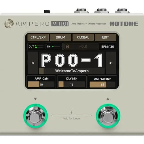 Hotone Gitarre Bass Multi-Effekte Prozessor Touchscreen Gitarre Bass Amp Modellierung IR Cabinets Simulation Multi Language Stereo OTG USB Audio Interface Ampero Mini (Vanilla)