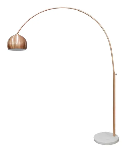 SalesFever Bogenlampe Clara - Stehleuchte im eleganten Design mit braunem Marmorfuß, flexibel höhenverstellbar bis 205 cm und dimmbar – ideal für stilvolle Wohnräume.