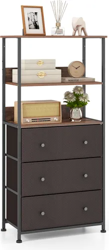 COSTWAY Kommode mit 3 Schubladen und offenen Regalen von Costway