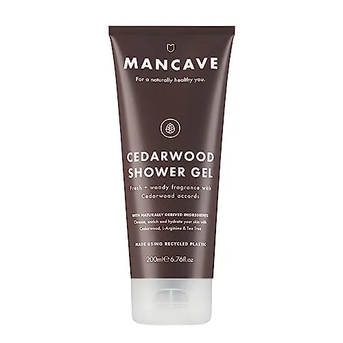 ManCave Duschgel Männer Zedernholz 200ml - Erfrischendes, veganes Duschgel - Duschgel für Männer mit belebendem Zedernholzduft, sulfatfrei und vegan. Reinigt gründlich und spendet Feuchtigkeit für eine frische und gepflegte Haut.