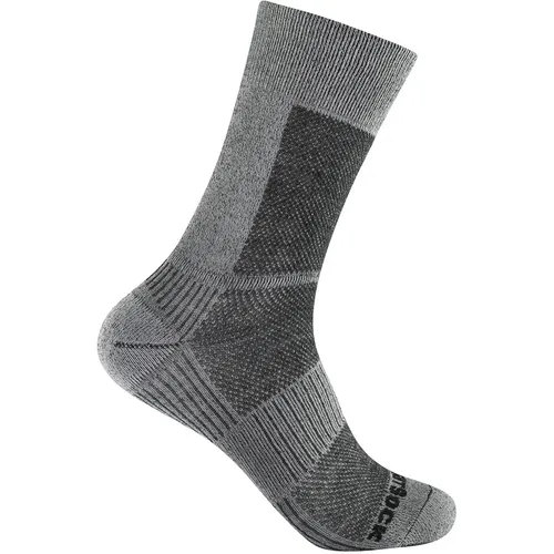 Wrightsock Coolmesh II Merino Crew - Wandersocken Unisex M - Sportsocken aus Merinowolle für optimalen Komfort beim Wandern, Größe M, Farbe Grau; atmungsaktiv und feuchtigkeitsregulierend.