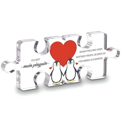 Maitys Partner Geschenke für Frauen Männer Weihnachten Ich Liebe Dich Geschenk Acryl Heimat Dekoration Paar Pinguin Geschenke für Sie Ihn Valentinstag Geburtstag Jahrestag(Transparent)