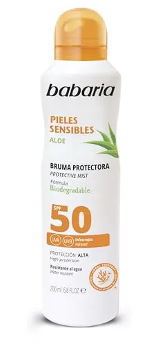 Babaria - Sonnenschutz Nebel Sensitiv SPF 50 | Empfindliche Haut | Feuchtigkeitsnebel Sensitive | 150 ml