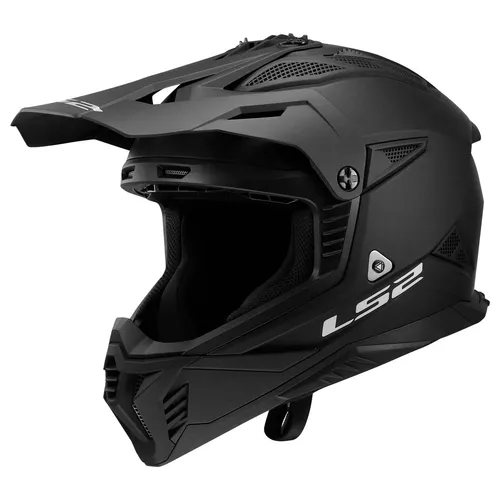LS2 MX708 Fast II Solid Motocross Helm, schwarz, Größe L - Motorradhelm mit Emergency-Release-System und verstärktem Kinnriemen für optimale Sicherheit und Komfort beim Motocross.