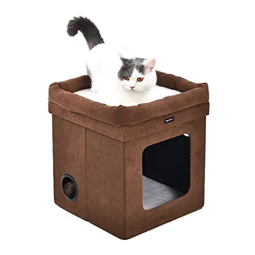 Amazon Basics Faltbares Katzenhaus, Braun, 38 x 38 x 43 cm