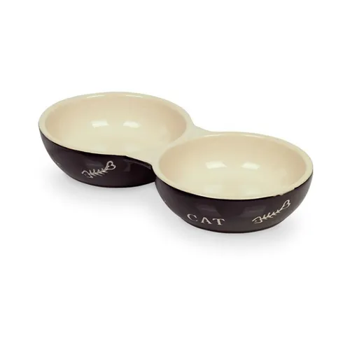 Nobby Napf-Set Katzen Keramik Doppelnapf Cat schwarz/beige