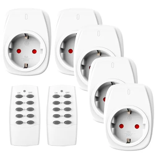 HBN 5X Funksteckdosen Set mit 2 Fernbedienungen